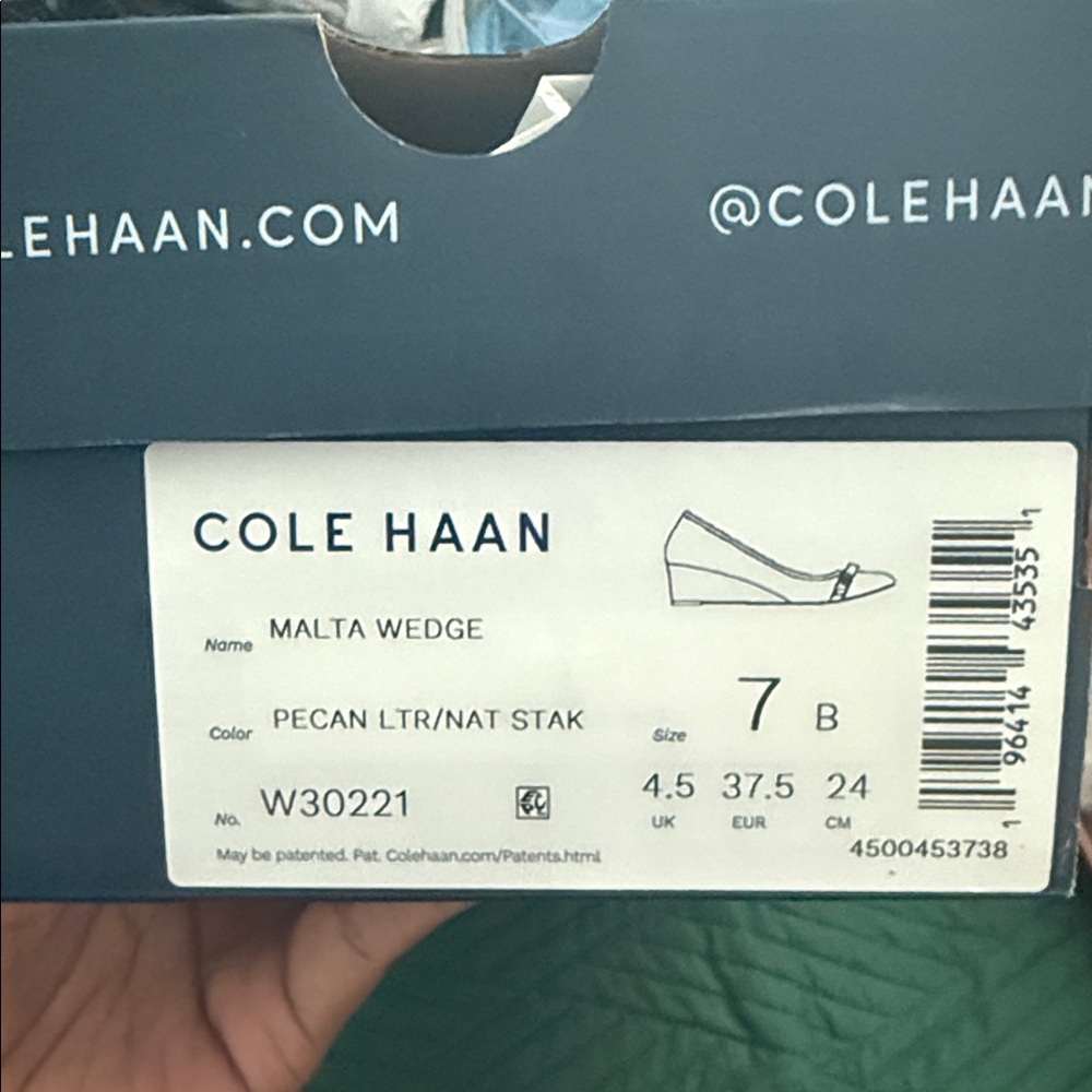 Cole Haan Pecan/Natural Wedge Shoe Box